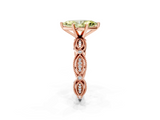 Rose gold Fancy Yellow Marquise  Solitaire Milgrain Diamond Engagement Ring with Bezel and Marquise Band_1