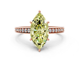 Rose gold Fancy Yellow Marquise  Solitaire Pavé Band Prong Setting Ring