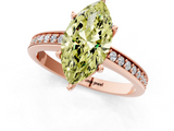 Rose gold Fancy Yellow Marquise  Solitaire Pavé Band Prong Setting Ring_1