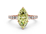 Rose gold Fancy Yellow Marquise  Solitaire Pavé Band with Four-Prong Setting
