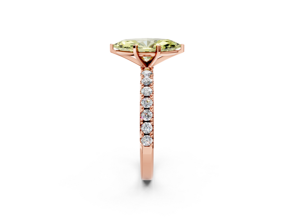 Rose gold Fancy Yellow Marquise Cut Diamond Solitaire Pavé Band with Four-Prong Setting