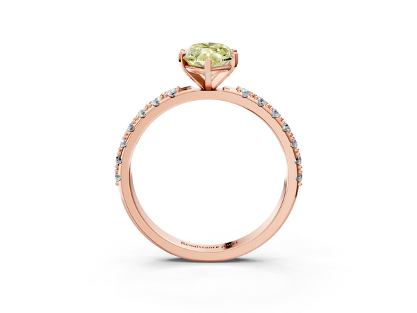 Rose gold Fancy Yellow Marquise Cut Diamond Solitaire Pavé Band with Four-Prong Setting