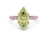Rose gold Fancy Yellow Marquise  Solitaire Pavé Diamond Engagement Ring with Four-Prong Setting