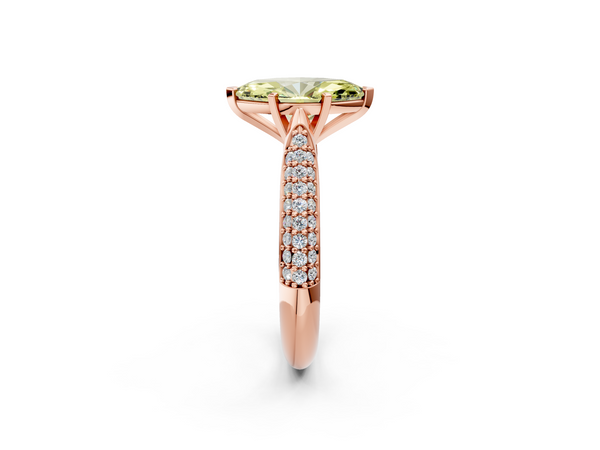 Rose gold Fancy Yellow Marquise  Diamond Solitaire Engagement Ring with Pavé Band and Four-Prong Setting