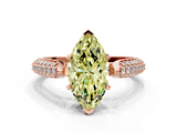 Rose gold Fancy Yellow Marquise  Solitaire Pavé Diamond Engagement Ring with Four-Prong Setting