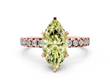 Rose gold Fancy Yellow Marquise  Solitaire Pave Diamond Engagement Ring with Four-Prong Setting