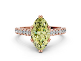 Rose gold Fancy Yellow Marquise  Solitaire Pave Diamond Engagement Ring with Prong Setting