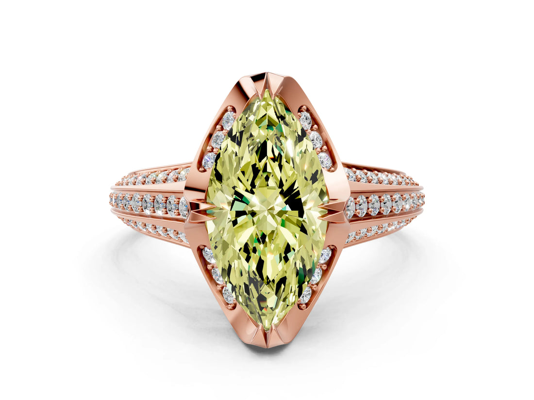 Rose gold Fancy Yellow Marquise  Solitaire Pave Split Shank Ring with Four-Prong Setting_81