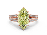 Rose gold Fancy Yellow Marquise  Solitaire Split Shank Pavé Diamond Engagement Ring