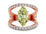 Rose gold Fancy Yellow Marquise  Solitaire Split Shank Pave Diamond Ring_24