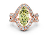 Rose gold Fancy Yellow Marquise  Solitaire Twist Band Pavé Diamond Engagement Ring_32