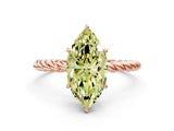 Rose gold Fancy Yellow Marquise  Solitaire Twist Band Ring with Four-Prong Setting_65