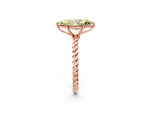 Rose gold Fancy Yellow Marquise  Solitaire Twist Band Ring with Four-Prong Setting
