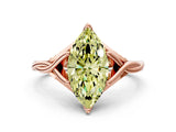 Rose gold Fancy Yellow Marquise  Solitaire Twist Band Six-Prong Setting