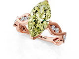 Rose gold Fancy Yellow Marquise  Solitaire Twist Band with Leaf Prong Setting 1