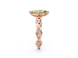 Rose gold Fancy Yellow Marquise  Solitaire Twist Band with Leaf Prong Setting 2