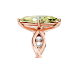 Rose gold Fancy Yellow Marquise  Solitaire Twist Band with Leaf Prong Setting 5