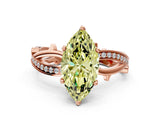 Rose gold Fancy Yellow Marquise  Solitaire Twist Band with Pavé Accents and Four-Prong Setting_33