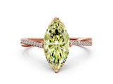 Rose gold Fancy Yellow Marquise  Solitaire Twist Band with Pavé Diamonds and Four-Prong Setting_46