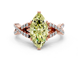 Rose gold Fancy Yellow Marquise  Solitaire Twist Band with Pavé Setting and Four-Prong Setting