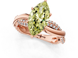 Rose gold Fancy Yellow Marquise  Solitaire Twist Band with Pave Prong Setting_1