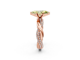 Rose gold Fancy Yellow Marquise  Solitaire Twist Band with Pave Prong Setting_2