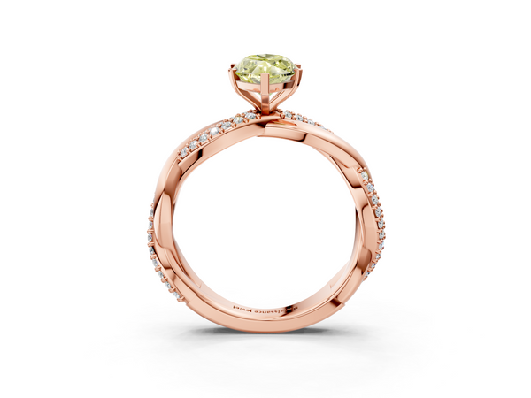 Rose gold Fancy Yellow Marquise  Solitaire Twist Band with Pave Prong Setting