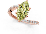Rose gold Fancy Yellow Marquise  Solitaire Twist Band with Pave Set Diamonds and Four-Prong Setting_1