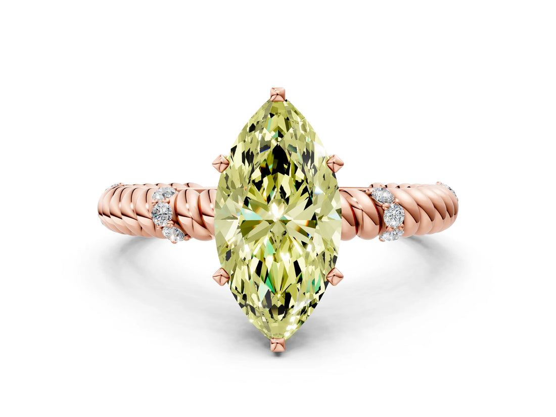 Rose gold Fancy Yellow Marquise  Solitaire Twisted Band Prong Set Engagement Ring_28