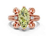 Rose gold Fancy Yellow Marquise  Solitaire Twisted Band Scroll Prong Ring_3