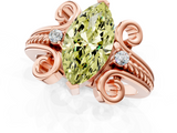 Rose gold Fancy Yellow Marquise  Solitaire Twisted Band Scroll Prong Ring_4