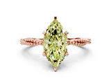 Rose gold Fancy Yellow Marquise  Solitaire Twisted Band with Bead Prong Setting_70
