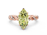 Rose gold Fancy Yellow Marquise  Solitaire Twisted Band with Pavé Accents and Four-Prong Setting