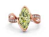 Rose gold Fancy Yellow Marquise  Solitaire Twisted Band with Prong Setting_3
