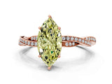 Rose gold Fancy Yellow Marquise  Solitaire Twisted Pave Diamond Ring with Four-Prong Setting_116
