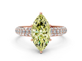 Rose gold Fancy Yellow Marquise  Solitaire with Pave Band and Four-Prong Setting_3