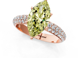 Rose gold Fancy Yellow Marquise  Solitaire with Pave Band and Four-Prong Setting_4