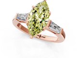 Rose gold Fancy Yellow Marquise  Solitaire with Tapered Baguette Side Stones on a Classic Band with Four-Prong Setting_1