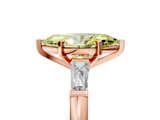 Rose gold Fancy Yellow Marquise  Solitaire with Tapered Baguette Side Stones on a Classic Band with Four-Prong Setting_5