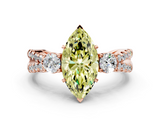 Rose gold Fancy Yellow Marquise  Three-Stone Diamond Ring with Pavé Split Shank and Four-Prong Setting_17