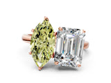 Rose gold Fancy Yellow Marquise  and Emerald Cut Toi Moi Ring with Prong Setting_29