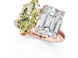 Rose gold Fancy Yellow Marquise  and Emerald Cut Toi Moi Ring with Prong Setting_30