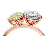 Rose gold Fancy Yellow Marquise  and Emerald Cut Toi Moi Ring with Prong Setting_33