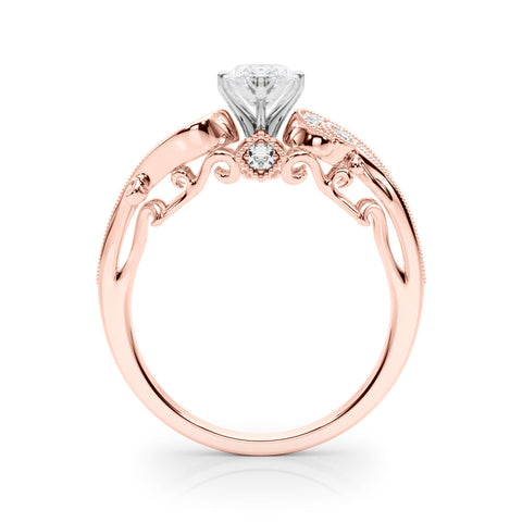 Rose gold Fancy Yellow Marquise cut Solitaire with Milgrain Pave Band and Four-Prong Setting 2