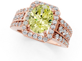 Rose gold Fancy Yellow Oval -Cut Halo Diamond Ring with Split Shank and Four-Prong Setting_92