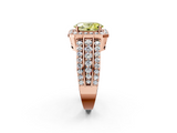 Rose gold Fancy Yellow Oval -Cut Halo Diamond Ring with Split Shank and Four-Prong Setting_93