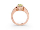 Rose gold Fancy Yellow Oval -Cut Halo Diamond Ring with Split Shank and Four-Prong Setting_94