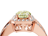 Rose gold Fancy Yellow Oval -Cut Halo Diamond Ring with Split Shank and Four-Prong Setting_95