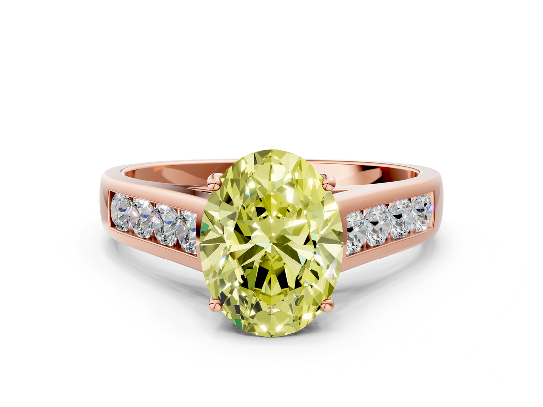 Rose gold Fancy Yellow Oval  Brilliant Channel-Set Solitaire Ring with Four-Prong Setting_20