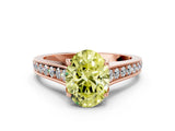 Rose gold Fancy Yellow Oval  Brilliant Cut Diamond Engagement Ring with Pavé Band and Four-Prong Setting_49